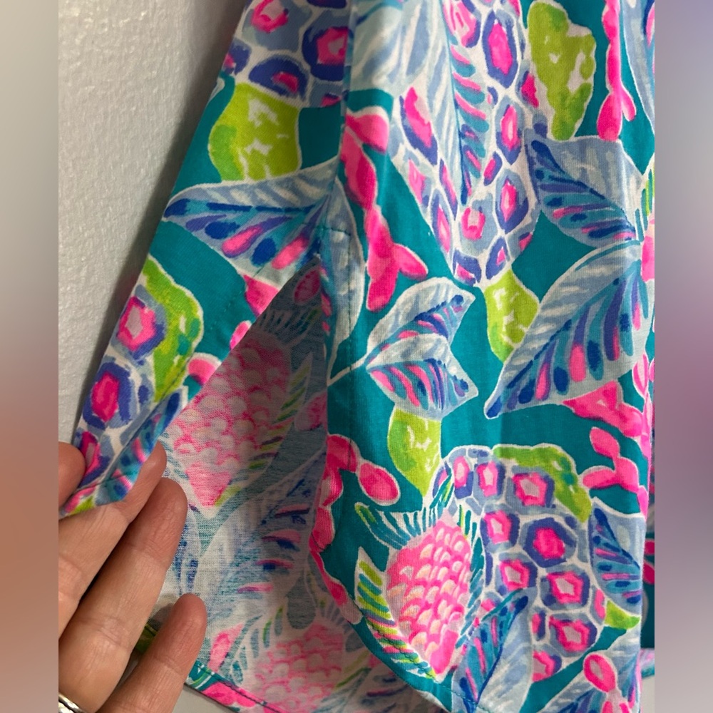 Lilly Pulitzer Pima Cotton Shift Dress M Pineapple Print Resortwear Beach Vacay - Picture 4 of 6
